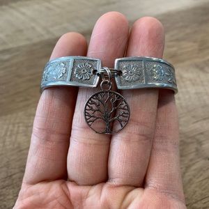 Tree of life stainless steel magnetic bracelet made from vintage spoons